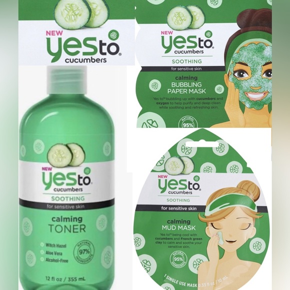 3 Product Bundle YES To Cucumbers Skincare Full Size Toner & Mask Gift Set NEW!! - Picture 1 of 16